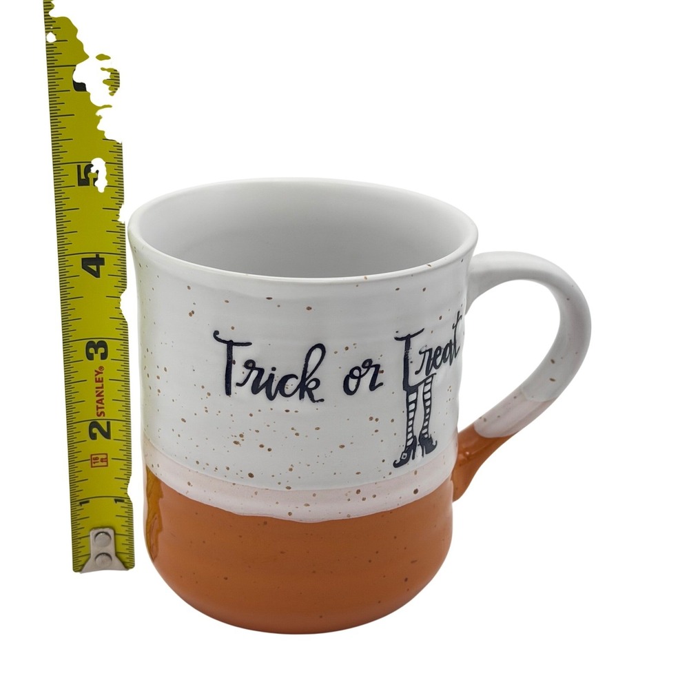 Sheffield Home Halloween Trick or Treat Witch Legs Speckled Ceramic Mug Orange - Picture 8 of 9